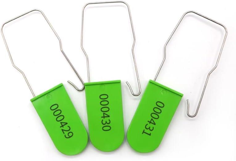 2 x 100 Pcs Plastic Wire Padlocks, Numbered Electric Meter Seals Disposable Anti-Tamper Locks, Metal Wire Padlocks, Plastic Padlock Security Seal with Metal Wire (Green)