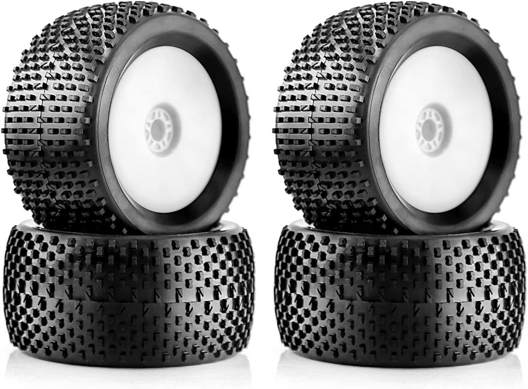 1/8 RC Off Road Racing Truck Tires And Wheels 17mm Hex Rubber Buggy Tyres OD 140mm For 1:8 Scale Monster Truck Car Arrma Typhon 6S Talion 4WD HPI HSP BAZOOKA CAMPER Kyosho TRAXXAS 4PCS (White)