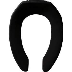 CHURCH 295CT Commercial Open Front Plastic Toilet Seat, Heavy Duty Industrial Seat without Lid, Secure Installation for Long Lasting Use, Made in USA, Elongated, Black