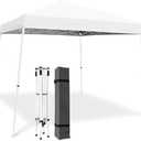 BouPower 10x10 Pop Up Canopy Tent,Outdoor Canopy Beach Tent Slant Legs with Storage Bag, Folding Portable Gazebo, Instant Shelter Tents for Events, Parties, Camping, White