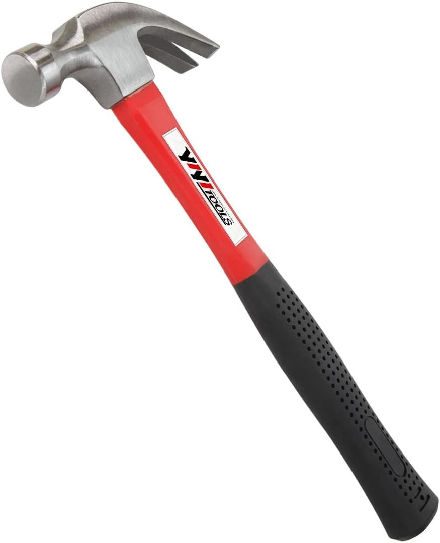 Claw Hammer With fiberglass Handle  16-oz, Red and Black (YY-1-003)