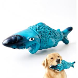 Dog Toys for Aggressive Chewers, Tough Slow Feeder Shark, Indestructible Chew Toys for Medium Large Dogs, Durable Nylon Rubber, Bacon Flavor