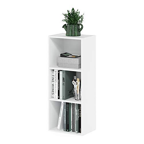 Furinno LUDER Book Shelf, 3-Cube Bookshelf, Bookcase with Open Shelves, 9.3 x 12 x 31.5, for Living Room, Bedroom, Home Office, White : Home & Kitchen