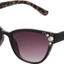Betsey Johnson Women's Crystal Queen Sunglasses Cat Eye (Black/Leopard)