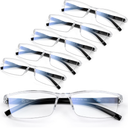 6 pack Executive Style Reading Glasses Men - Durable Readers with 99% Blue Light Blocking - Comfortable Fit with TR90 Frames, +3.5