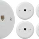 Newhouse Hardware 1-Port Round Telephone Jack Wall Plate, 6P4C, for RJ11 telephone cables, Single Gang, 4-Pack, White (RPWP-WH-05)