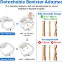 2Pcs Baby Gate Stair Railing Banister Adapter, Fits 1.9-4.72'' Diameter Universal Banisters, Wide Square/Round Railings No-Drilling Mounting Fittings for Retractable Gates, (White)