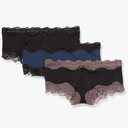 Maidenform Women's Hipster Underwear, Low-rise Cheeky Panty, Scalloped Lace Hipster Panty, 3-pack M