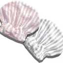 Microfiber Hair Towel Cap,Soft Absorbent Quick Drying Cap for Curly Thick Hair, Wrap Cap with Hair Brush for Women Girls (Pink&Gray White, 2)