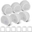 6+6 Pack Cat Water Fountain Replacement Carbon Filter Compatible with PetSafe Drinkwell Ceramic & Stainless Steel Pet Fountains for Cat Dog Water Dispensers with Replacement Foam Filters (White)