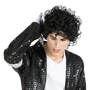 Morph Black Curly Cosplay Wig for Rockstar Role Play, Wavy Halloween Wig for Men and Women, Natural Look, One Size