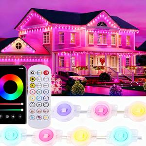 Permanent Outdoor Lights, 100ft RGB with App Controlled Remote, Waterproof Christmas Decorations, Music Synchronized Outdoor Lights for Houses