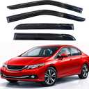 KPY Rain Guards Fit for 2012-2015 Honda Civic, Out-Channel Window Visors Vent Wind Deflectors 4PC, Car Accessories for 12-15 Civic (Sedan Only)