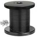 100Ft Black Vinyl Coated 304 Stainless Steel Wire Rope for Outdoor Light 2 mm Guide With 50 Pcs Alloy Sleeves