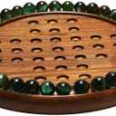 Wooden Solitaire Board Game  10-Inch Marble Strategy Board with 33 Balls  Classic Solo Game for Adults & Family