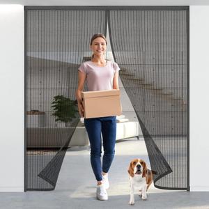 Titan Mall Magnetic Screen Door 72x80, Self Sealing, Heavy Duty Door Screen Magnetic Closure - Keep Bugs Out, Retractable Screen Door Mesh - Pet and Kid Friendly, Hands Free Mesh (Black)