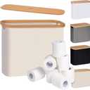 Efluky Toilet Paper Basket, Toilet Paper Storage with Lid, Toilet Paper Organizer for Bathroom, Free Standing Toilet Paper Holder with Storage, Beige