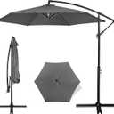 FRUITEAM Offset Patio Umbrella, 10 FT Heavy Duty Cantilever Outdoor Umbrella with High-Strength Frame & Infinite Tilt, All-Weather UV Protection Sun Shade for Poolside, Garden, Backyard (Grey)