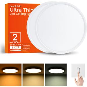2Pack 15.8Inch LED Flush Mount Ceiling Light Fixture,32W 3200LM, Dimmable CCT 3000K/4000K/5000K,Round Flat Panel Light for Bedroom,0.7Inch Thin Modern Low Profile Ceiling Lights for Hallway,Kitchen