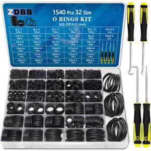 ZDBB 32 Size 1540 Pcs O Rings Assortment Kit Metric Nitrile Rubber Oring Set with 4 Pick for Automotive Faucet Pressure Washer Plumbing Air or Gas Repair OD 4mm-50mm