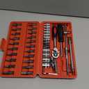 Egofine 46 Pieces 1/4 inch Drive Socket Ratchet Wrench Set, with Bit Socket Set Metric and Extension Bar for Auto Repairing and Household, with Storage Case