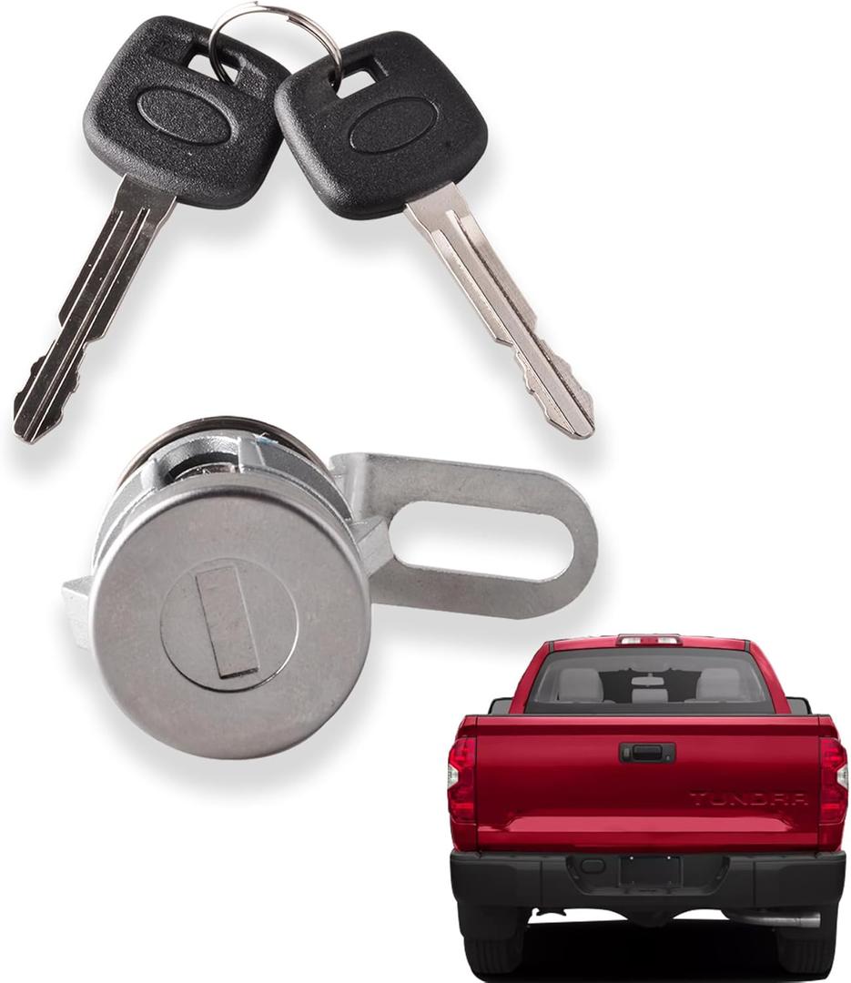 Tailgate Door Lock Cylinder&Key Compatible for Toyota Tundra 2014-2021 Tacoma 2016-2022 Back Rear Door Lock Cylinder Replace 69055-0C030
