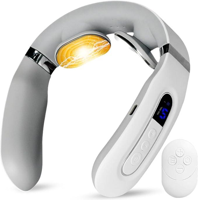 Neck Massager with Heat, Neck Massager for Pain Relief Deep Tissue, Multiple Mode Adjustment, Portable and Suitable for Travel and Home-White