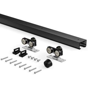 EaseLife 5FT/60in Sliding Pocket Door Hardware Kit Black, Commercial Grade,Aluminum Box Rail Kit, Slide Smoothly Quietly, Easy Install, No Door (56.5in Track for 23"~30" Wide Single Door)
