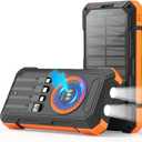 Solar Charger Power Bank 49800mAh Wireless Portable Phone Charger, 22.5W QC3.0 Fast Charging Built in 4 Cables with USB C 6 Outputs & 2 Inputs for All Cell Phone