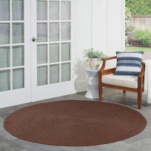 Superior Reversible Braided Indoor/Outdoor Area Rug, 4' Round, Cocoa