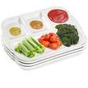 TOPZEA 3 Pack Divided Dinner Trays, Ceramic Serving Platter Dinner Plates with 4 Compartments Partition Fast Food Lunch Tray for Portion Control, Fondue Plates with Vinegar Sauce Dish