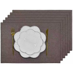 LoveNova Placemats Set of 6, Place Table Mats Indoor, Cloth Placemats Washable, Dinner Placemats Heat Resistant, Faux Linen Dining Table Placemats, 6pc, Latte, 13 x 19inch
