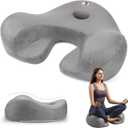 Meditation Cushion, Yoga Cushion for Meditation - Cross Leg Floor Pillow for Meditator at Home, Ergonomic Comfortable Memory Foam Zafu Relieves Numbness Tailbone & Hip Pain from Long Sitting, Grey