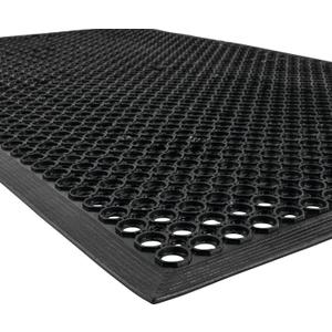 NoTrax 3' x 5' Anti-Fatigue Lightweight Restaurant Rubber Floor Mat with Drainage Holes, Beveled Edges, Non-Slip Mats, Black, T30 Competitor, T30S0035BL