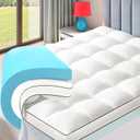 4 Inch Dual Layer Memory Foam Mattress Topper for Pressure Relief and Back Pain, 2" Gel Memory Foam and 2" Cooling Pillow Top Mattress Pad Cover, Medium Support, Full Size