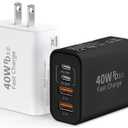 USB C Wall Fast Charger Block, 40W 4-Port Type C Charger Fast Charging Blocks PD Power Charger Adapter+QC 3.0 USB Multiport Charger Brick for Phone 16/15/14/13/12 Pro Max, Pad, Galaxy S24/23-2Pack