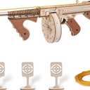 Rowood 3D Puzzles for Adults,Rubber Band Tommy Gun Toy Wooden Model Kit,3D Wooden Puzzles Gift Craft for Men,DIY Wooden Building Kits,Unique Gifts for Adults