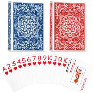 Playing Cards, Deck of Cards, Poker Cards, Jumbo Poker Size Large Print Playing Cards for Adults Seniors, Card Games for Family Game Night Table Games Magic Casino Theme Party (Blue and Red)