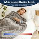 Heated Blanket Electric Throw, 50"X60" Heating Blanket Waffle with 12 Heat Levels, Fast Heating Blanket with 1-12H Timer, Overheat Protection with ETL & FCC for Bed Home Office Sofa (Light Gray