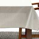 MEEMA Cotton Square Table Cloth, Washable Farmhouse Table Cover, Cotton Stripe Dining Table Cover for Indoor and Outdoor Use, Grey Cloth for Tables (60x60 in)