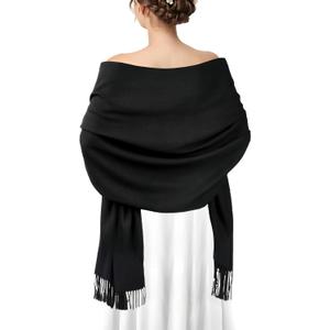AURUZA Shawls and Wraps for Evening Dresses, Soft Pashmina Shawls for Women, Pashmina Shawls for Wedding Party (1-new Black)