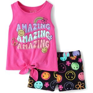 The Children's Place baby-girls And Toddler Sleeveless Tank Top and Shorts 2- Piece Outfit Set (4T, Amazing)