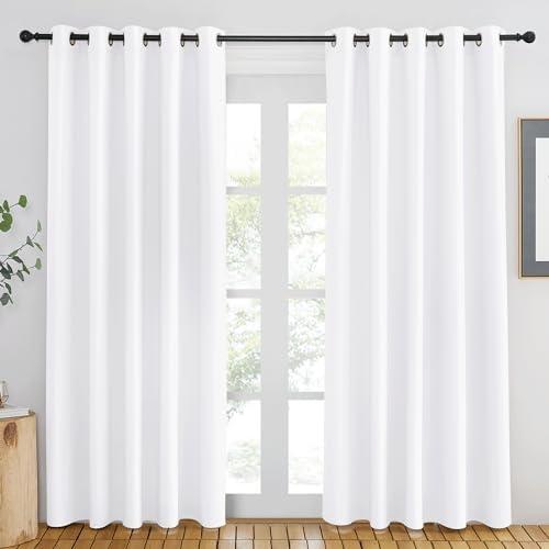 NICETOWN White Room Darkening Curtain 84 inches Long - Grommet Window Treatment Thermal Curtain Sound Reducing Light Blocking Drape for Bedroom/Living Room (1 Panel, W66 x L84)