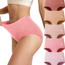 Women's Cotton Underwear High Waisted Underwear Soft Briefs Full Coverage Ladies Panties 5 Pack(Regular & Plus Size) (Large, Multicolor-5pcs-g1)