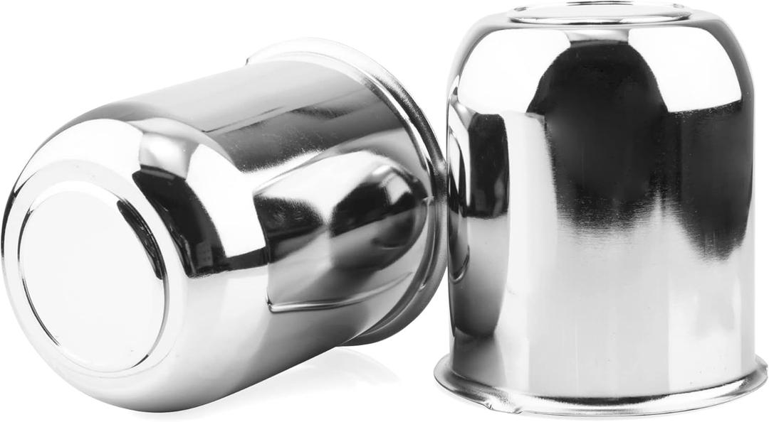 2Pcs 3.74inch Trailer Wheel Center Caps Push Through 3.74" Bore 4.41" Tall for Truck SUV RV Wheel Rim, Chrome Silver Wheel Cover