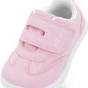 Wide Toe Box Toddler Shoes Zero Drop Boys Girls Barefoot Shoe Non-Slip Little Kids Sneakers for First Walking (Water Pink) Size 9