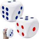 2Pack 3.1 inch Foam Dice Stress Balls,Squishies Dice Squeeze Stress Ball Toy with Dots 6 Sides for Kids,Teenagers,Adults Board Games, to Get Your Luck Numbers,Relieve Stress Anxiety