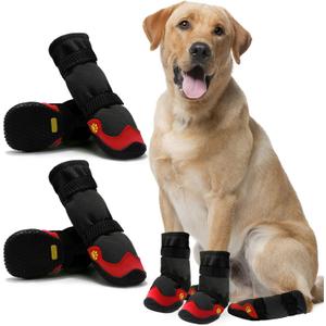 Dog Shoes for Hot Pavement Anti-Slip Dog Boots & Paw Protectors for Summer Rainy Day Dog Snow Boots Waterproof Dog Shoes for Small Medium Large Dogs with Reflective Straps for Hiking 4Pcs (Size 3: 1.96''x1.77''(L*W))