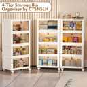 CTSNSLH 4 Tier Plastic Storage Bins with Lid 36QT - Stackable Storage Bins with Wheels, Organizers and Storage, Plastic Storage Cabinet Organization and Storage for Living Room