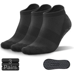 NEWZILL 3 Pairs Non Slip Yoga Socks With Grips for Women & Men, Unisex Anti Skid Socks for Pilates Barre Workouts Hospital